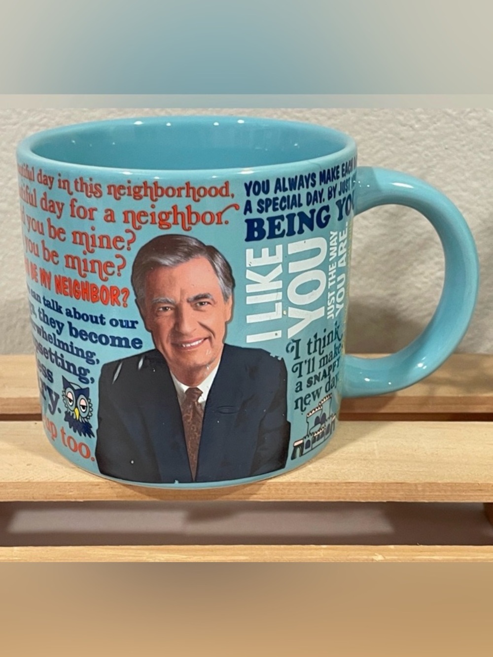 EUC Blue Mr. Rogers Coffee Mug w Famous Mr. Rogers’ Quotes | Collectible